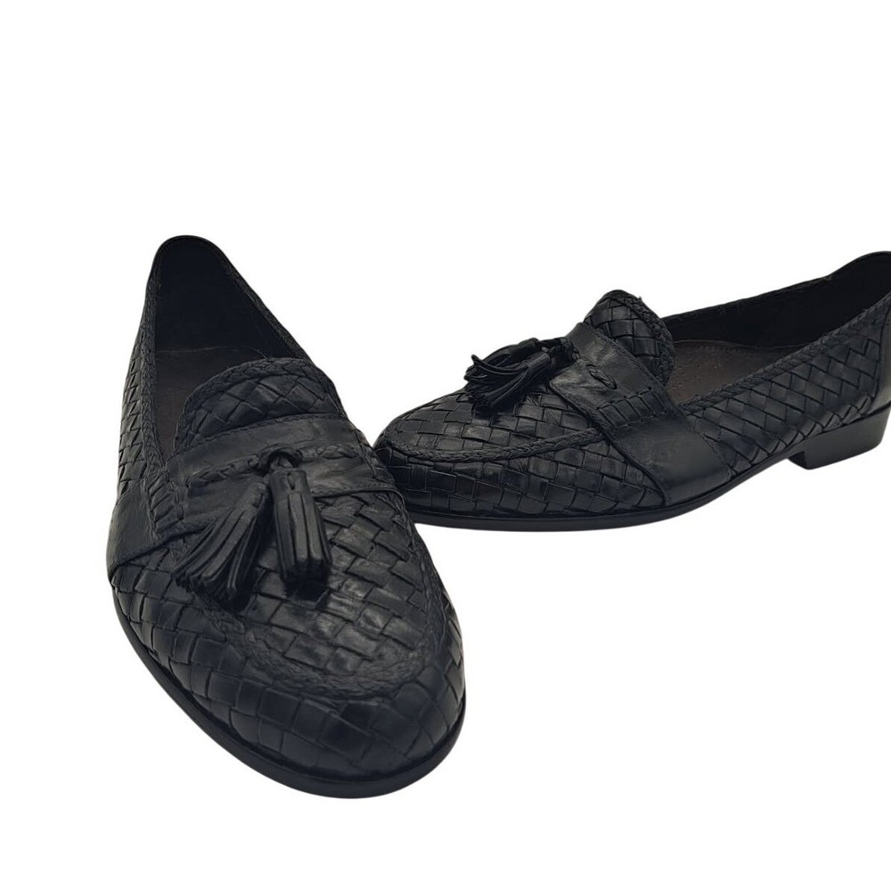 Bragano Tassel Loafers Men's Size‎ 10 M Black Woven Leather Slip On Shoes